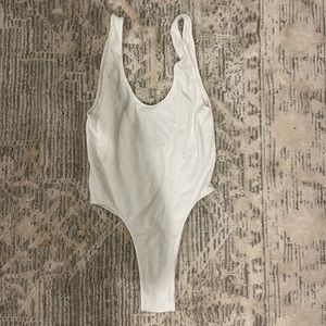 Forever 21 White Ribbed Bodysuit